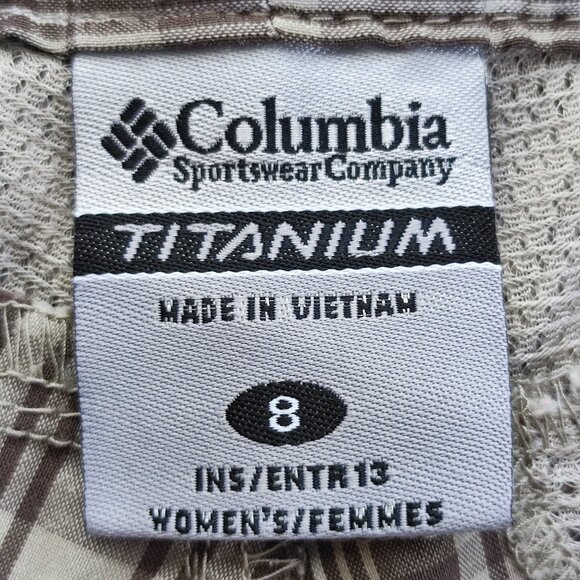 Columbia Titanium lightweight short light brown plaid women's size 8 - Picture 5 of 13
